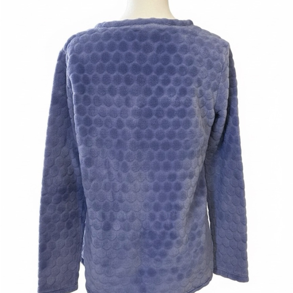 HUE blue bubble knit textured crewneck sweater Small excellent no tags - Picture 2 of 4